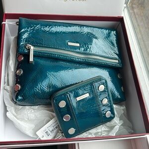 NWT, Hammitt VIP Med Crossbody Clutch & 5 North Wallet in Dipped Teal/Silver